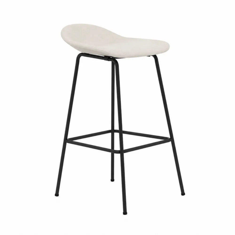 Hoker metalowy z beżowym siedziskiem z tkaniny 75 cm