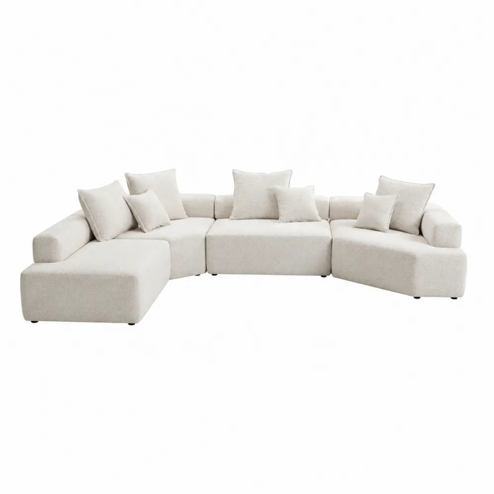 Modułowa sofa narożna tkanina poliestrowa beżowa 300cm