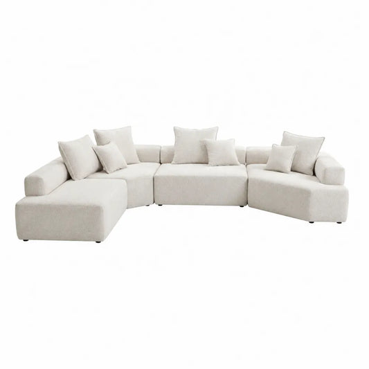 Modułowa sofa narożna tkanina poliestrowa beżowa 300cm