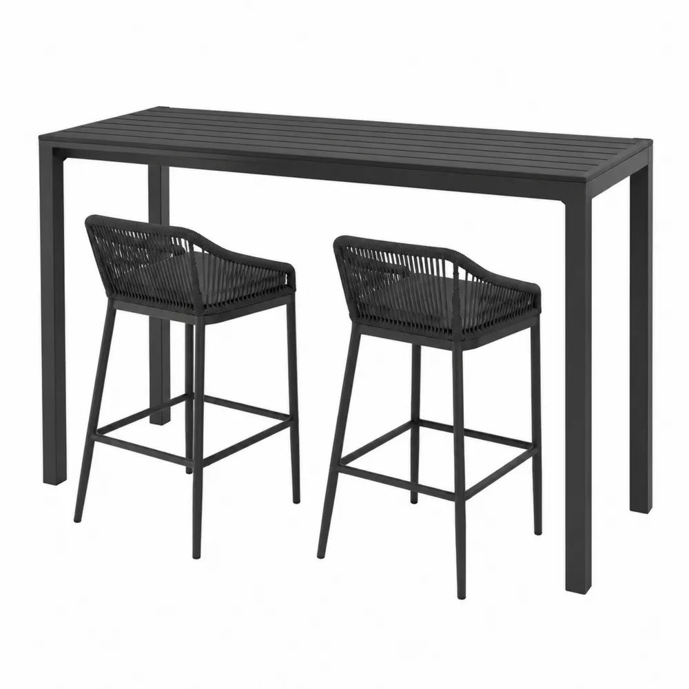 Zestaw mebli ogrodowych stół aluminiowy i 2 krzesła czarny