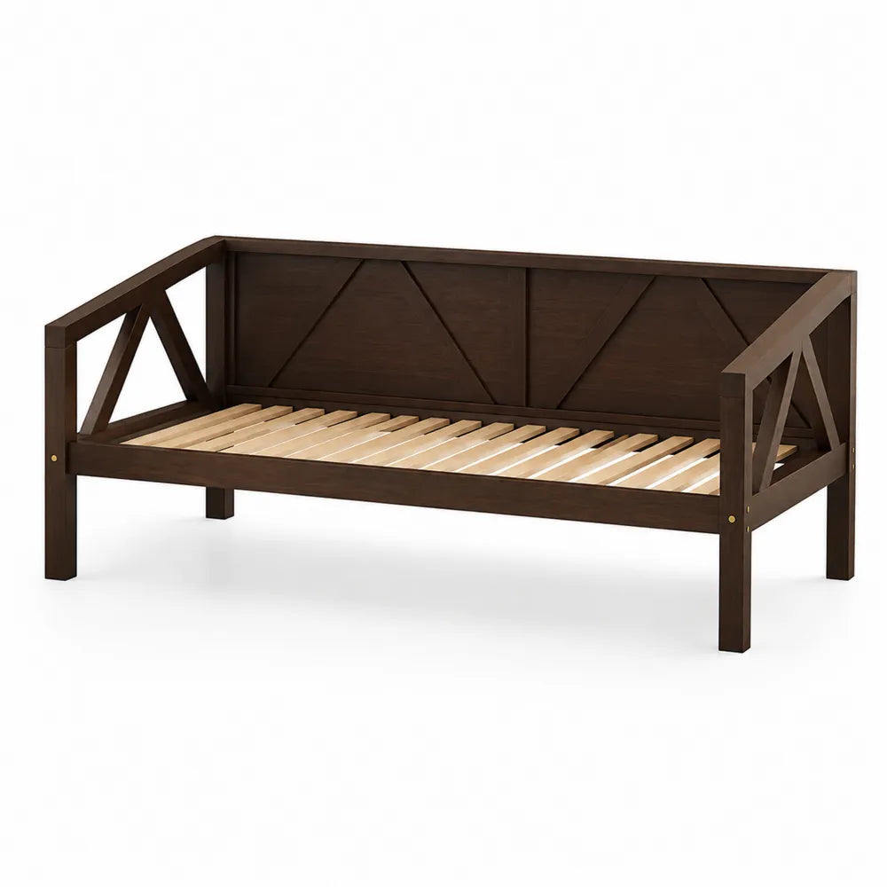 Łóżko dzienne z drewna sosnowego ciemnobrązowe 200x90 cm