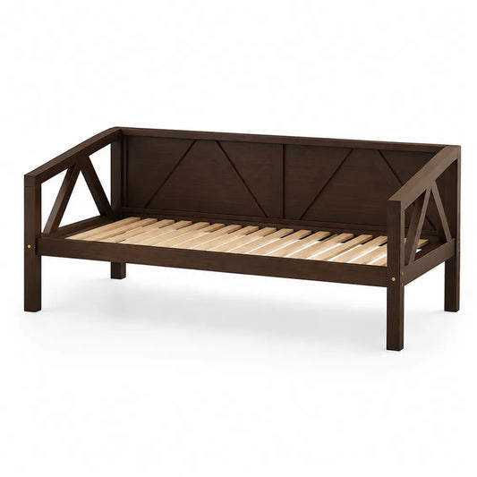 Łóżko dzienne z drewna sosnowego ciemnobrązowe 200x90 cm