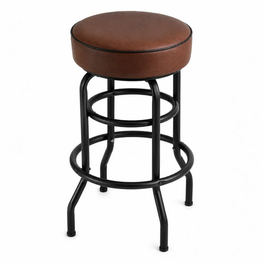 Stołek barowy ze skórą PU i metalową ramą, brązowy/czarny