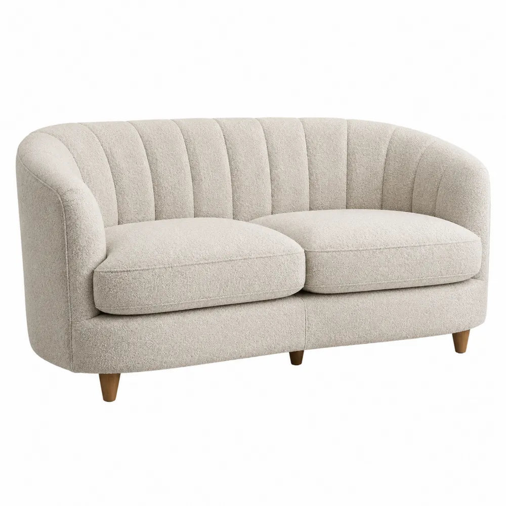 Sofa dwuosobowa z tkaniny poliestrowej beżowa 150x80x85 cm