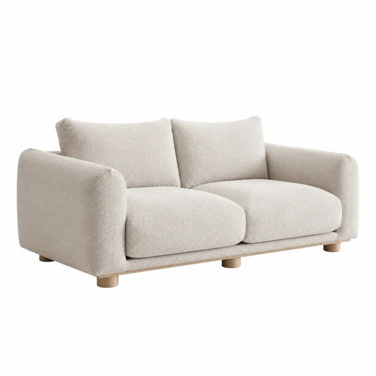 Sofa dwuosobowa tkanina poliester beżowa