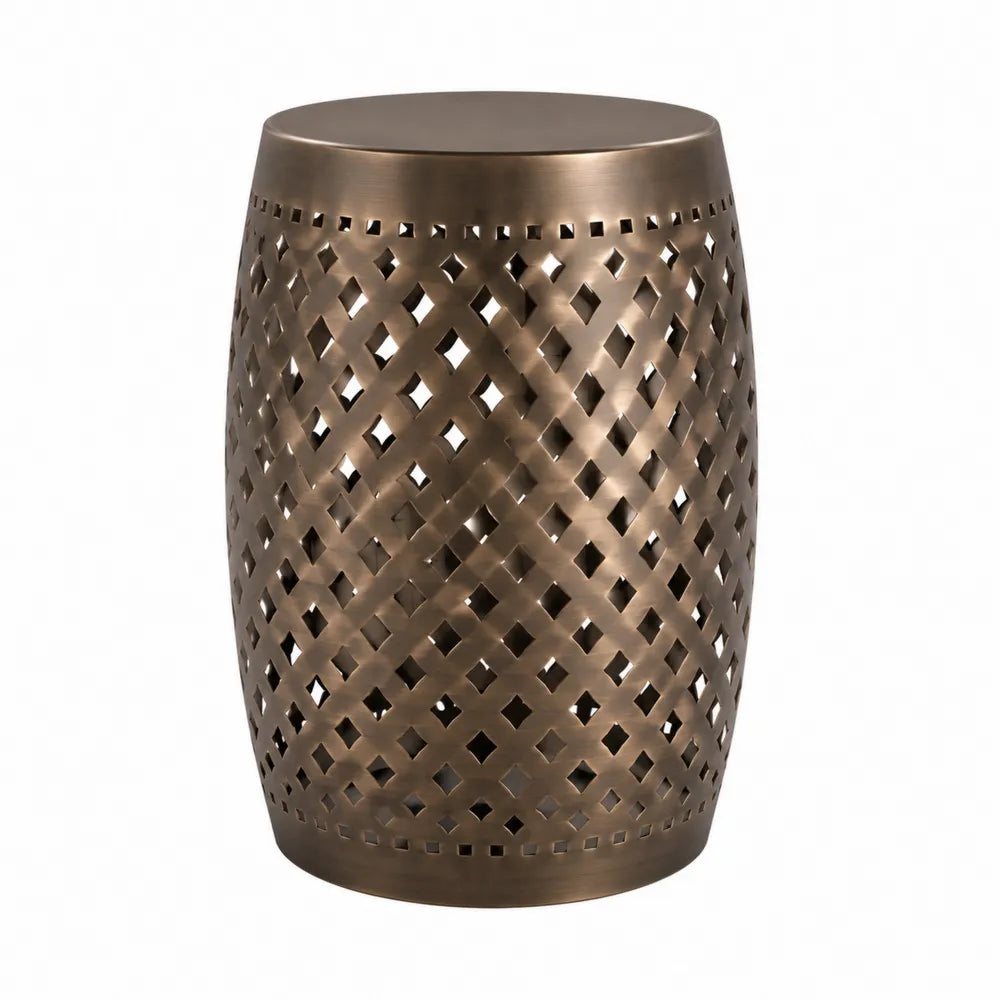 Stolik ogrodowy metalowy ażurowy brązowy 45x32 cm