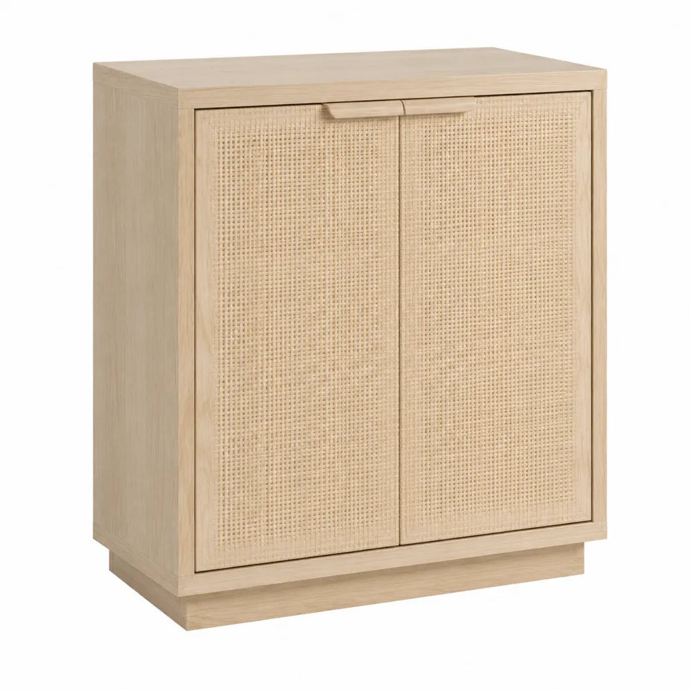 Szafka z drewna i rattanu 90x40x100 cm