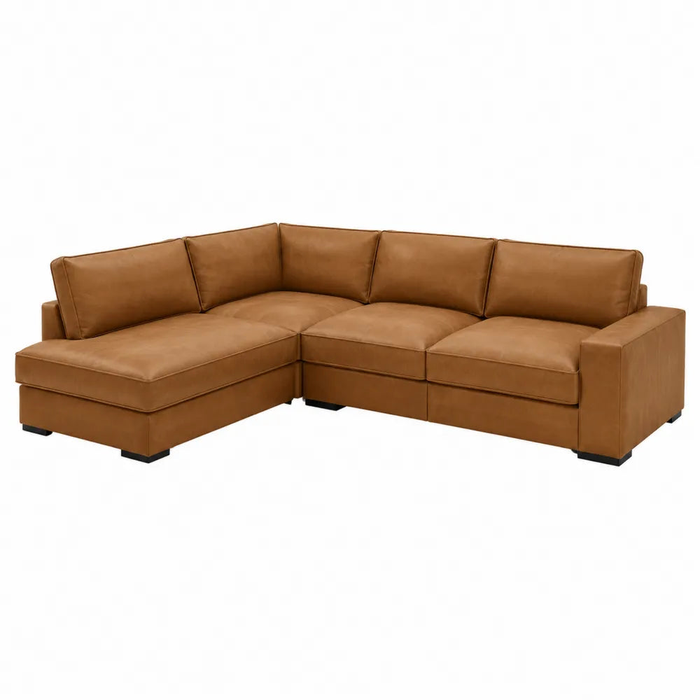 Sofa narożna z ekoskóry brązowa 300x250x85cm