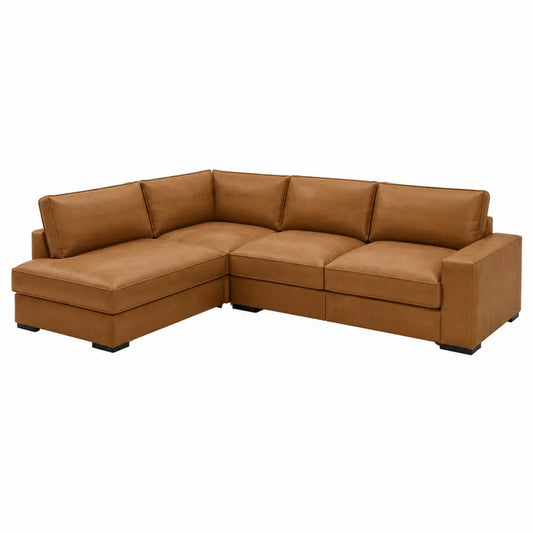 Sofa narożna z ekoskóry brązowa 300x250x85cm