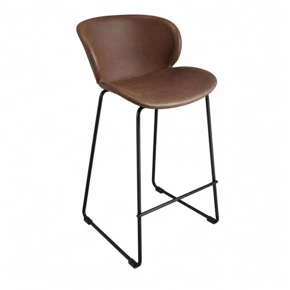 Hoker brązowy skórzany 104 cm z metalowymi nogami