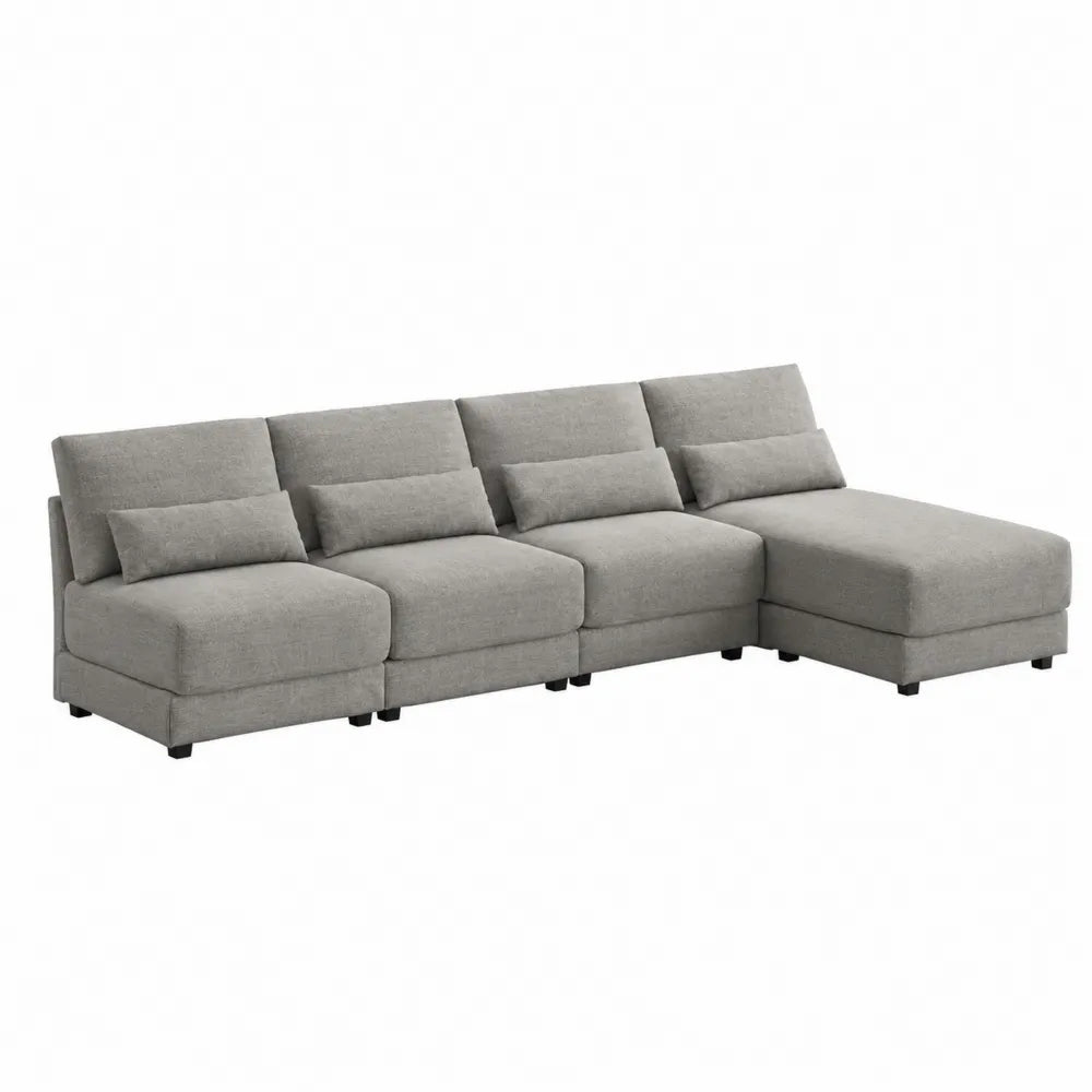 Sofa Modułowa z Tkaniny Poliestrowej Szara