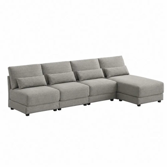 Sofa Modułowa z Tkaniny Poliestrowej Szara